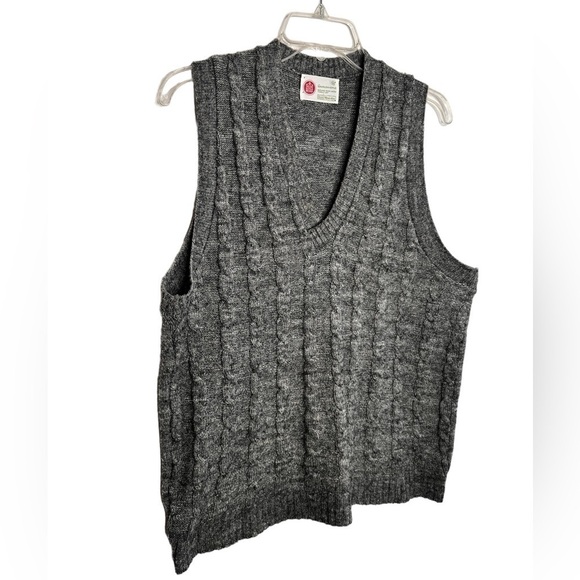 VTG Kings Road V-neck Sweater Vest Cable Knit Medium Gray Sears Mens Store 70's - Picture 2 of 9